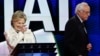 برنی سندرز و هیلاری کلینتون در یکی از مناظره های پیشین انتخاباتی