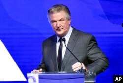 FILE - Alec Baldwin hosts the Robert F. Kennedy Human Rights Thread of Hope Awards at the New York Hilton Midtown in New York, Dec. 9, 2021.