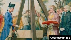 George Washington laying the cornerstone for the US Capitol from a mural by Allyn Cox. (US Government Photo)