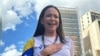 María Corina Machado, dirigente opositora, participa en una protesta en Chacao, en el centro del país, la tarde del 9 de enero de 2025. Foto: VOA