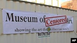Michael Iacovone recently he built a whole museum - inside a shipping container called the Museum of Censored Art. It is "parked" in front of the Smithsonian Institution's National Portrait Gallery.