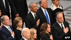 Slijeva na desno: George Bush, Barack Obama, Donald Trump, Joe Biden i Kamala Harris sa supružnicima u Nacionalnoj katedrali, 9. januar 2025. (Mandel NGAN / AFP)