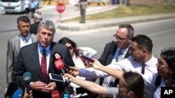 Philip Kosnett, the U.S. Embassy Charge d'Affaires, talks to members of the media after attending the trial of jailed U.S. pastor Andrew Craig Brunson at a court inside the prison in Aliaga, Izmir province, July 18, 2018.