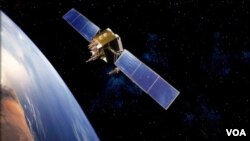 A television satellite in orbit. 