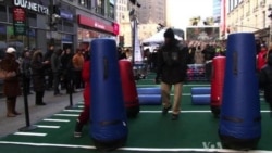 Times Square Becomes Football Street Fair