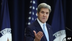 Waziri wa nchi za nje John Kerry akizungumza kuhusu sera Israeli-Palestinian.