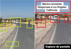 Comparación de capturas de pantalla entre video de diciembre de 2024 (izquierda) con video viral desinformante (derecha).