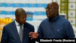 O Presidente angolano, João Manuel Gonçalves Lourenço, e o Presidente da República Democrática do Congo, Félix Tshisekedi, Angola, 4 de dezembro de 2024