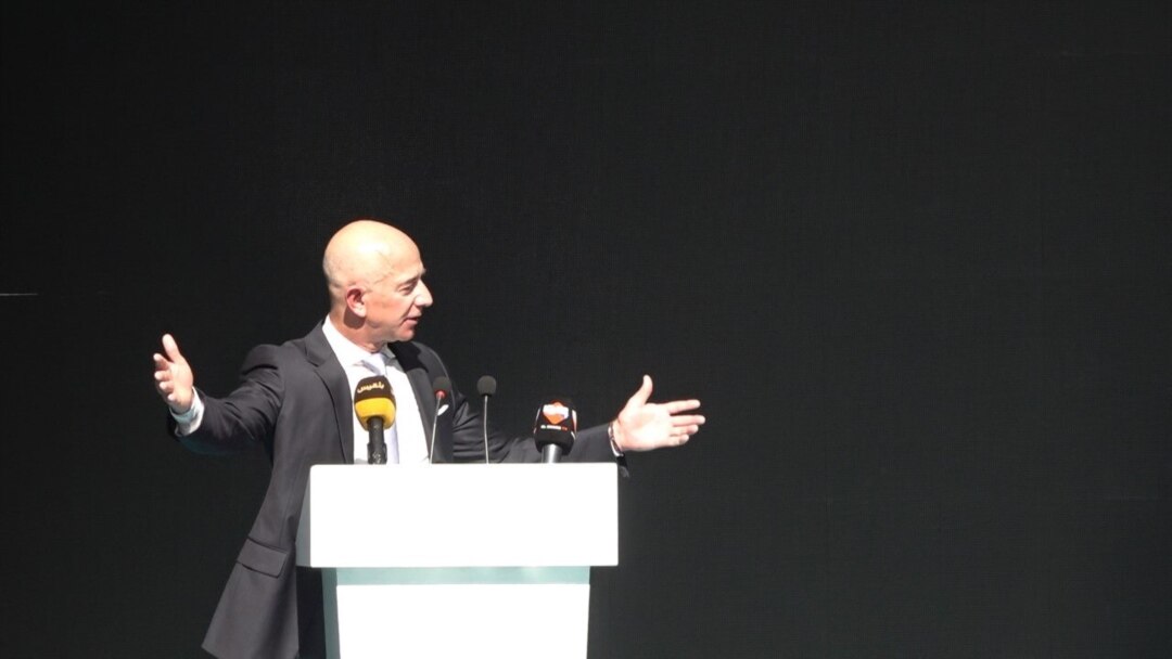 Jeff Bezos, Amazon CEO and owner of The Washington Post, for which Khashoggi wrote columns, was a surprise attendee of Wednesday's commemoration. (Courtesy Dorian Jones)