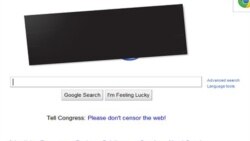 Google put a black bar over its logo to protest the legislation