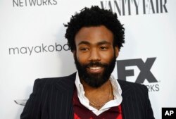 Donald Glover, creator and star of the FX series "Atlanta," poses at a private cocktail party to celebrate the FX network's Emmy nominations, Sept. 16, 2018, in Los Angeles.