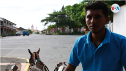 Bayardo Antonio Zamora, de 24 años, trabaja haciendo recorridos en coches de caballos en la ciudad de Granada. Foto Houston Castillo, VOA.