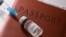 A syringe and a vial labelled 'coronavirus disease (COVID-19) vaccine' are placed on a passport in this illustration picture.
