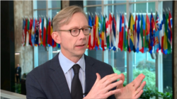 FILE - U.S. Special Representative for Iran Brian Hook speaks to VOA Persian at the State Department in Washington, May 9, 2019.