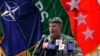 U.S. Army Gen. Scott Miller, the top U.S. commander in Afghanistan, speaks at a ceremony where he relinquished his command, at Resolute Support headquarters, in Kabul, Afghanistan, July 12, 2021. 