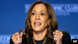 La candidata presidencial demócrata, la vicepresidenta Kamala Harris, se dirige al Club Económico de Pittsburgh en el campus de la Universidad Carnegie Mellon en Pittsburgh, Pensilvania, el 25 de septiembre de 2024.