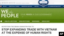 Thỉnh nguyện thư We the People trên trang web của White House