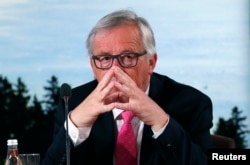 FILE - European Commission President Jean-Claude Juncker attends the G-7 summit in the Charlevoix city of La Malbaie, Quebec, Canada, June 9, 2018.