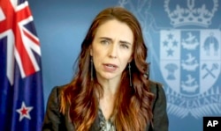 FILE - In this image taken from video provided UN Web TV, Jacinda Ardern, Prime Minister of New Zealand, remotely addresses the 76th session of the United Nations General Assembly on Sept. 24, 2021 at UN headquarters.