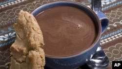 A cup of hot cocoa is seen on a table in Concord, New Hampshire.
