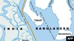 Bản đồ hòn đảo mà Bangladesh gọi là South Talpatti còn Ấn Độ gọi là New Moore