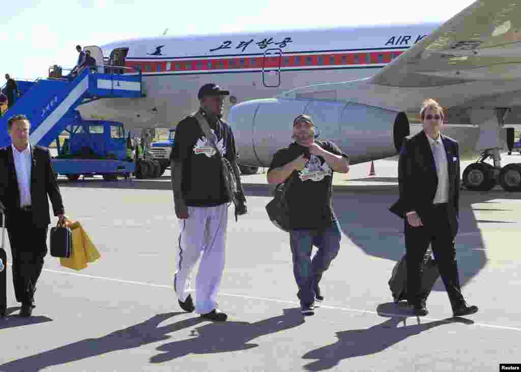Rodman mendarat di Pyongyang, Selasa (3/9) di mana ia berencana untuk bertemu dengan pemimpin Korut Kim Jong-un.