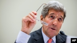 FILE - U.S. Secretary of State John Kerry testifies on Capitol Hill in Washington, July 28, 2015.