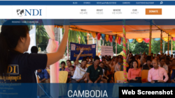 Screenshot of the National Democratic Institute Cambodia (NDI) homepage, an organization that works on strengthening democracy in Cambodia.