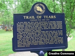 Memorial to the 1838 Trail of Tears at the Cherokee Heritage Centre in Tahlequah, Oklahoma.