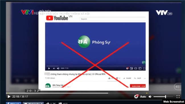 Trang MXH của Đài Á châu Tự do được VTV nêu trong chương trình 'Đối diện', ngày 31/7/2019.