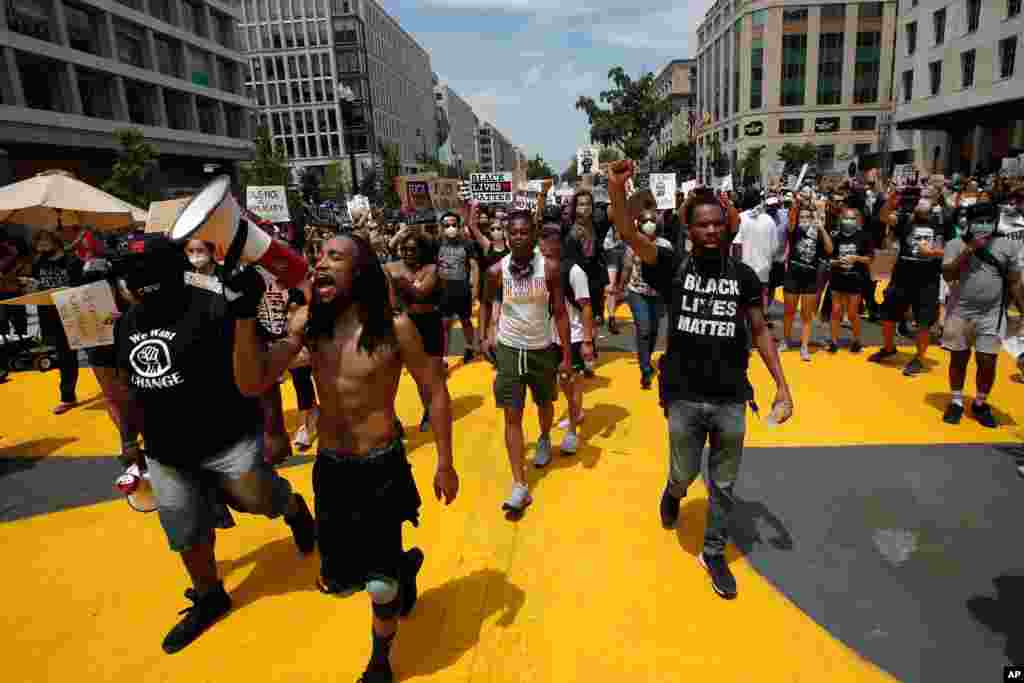 Demonstrators protest June 6, 2020, near the White House in Washington, over the death of George Floyd, a black man who was in police custody in Minneapolis. 