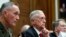 Joint Chiefs Chairman Gen. Joseph Dunford, left, Defense Secretary Jim Mattis, and Defense Under Secretary and Chief Financial Office David Norquist, listen to a question as they testify at a House Armed Services Committee hearing on the FY'18 defense bud