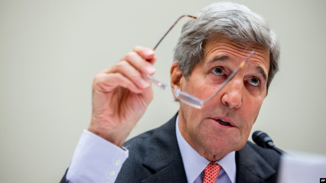 FILE - U.S. Secretary of State John Kerry testifies on Capitol Hill in Washington, July 28, 2015.