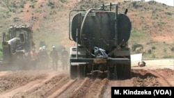 Cameroon military engineering corps equipment is seen at work on the country's northern border with Nigeria, in Dabanga, Cameroon, May 17, 2019.