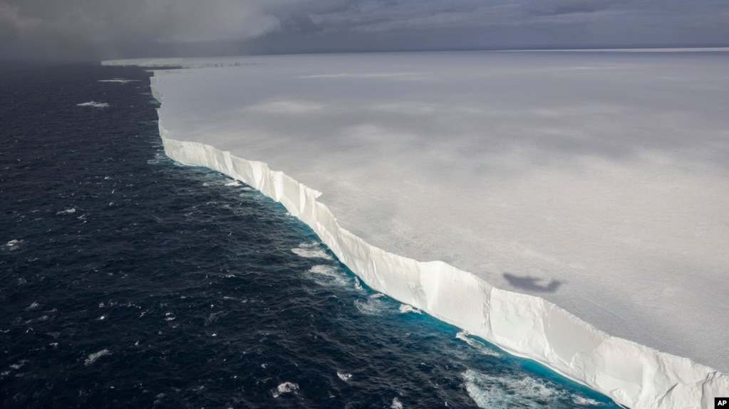 This image provided by the Ministry of Defence shows the iceberg, known as A23a, on Nov. 25, 2024, off the coast of Antarctica. (Cpl Tom Cann RAF/Crown Copyright 2024 via AP)