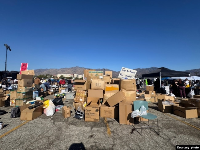 Tempat penampungan donasi untuk korban kebakaran di Los Angeles (dok: Indonesian Women Alliance)