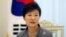 FILE - South Korean President Park Geun-hye speaks during an interview at the Presidential Blue House in Seoul Sept. 16, 2014.