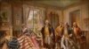 In this 1917 painting by Edward Percy, Betsy Ross presents the flag of the new U.S. nation to George Washington. (Library of Congress)