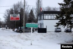 The Emerson Inn, where a group of migrants gathered and were fed breakfast after arriving from the United States to enter Canada, is seen in Emerson, Canada, Feb. 25, 2017.