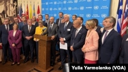 Дипломати із 51 країни світу перед засіданням Ради Безпеки ООН підписали спільну декларацію щодо російсько-української війни, 23 вересня 2026. Фото Голосу Америки
