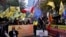 FILE - Demonstrators protest outside India's consulate in Toronto on Sept. 25, 2023, a week after Canadian Prime Minister Justin Trudeau raised the prospect of India's involvement in the murder of Sikh separatist leader Hardeep Singh Nijjar in Vancouver, British Columbia.