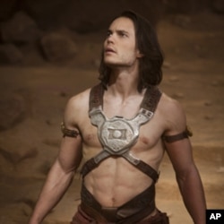 Taylor Kitsch, as "John Carter," spends a great deal of the film wearing barely-there outfits.