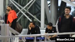 بازیکنان تیم فوتبال پرسپولیس در فرودگاه امام تهران پس از بازگشت از اردوی تیم ملی در دبی 