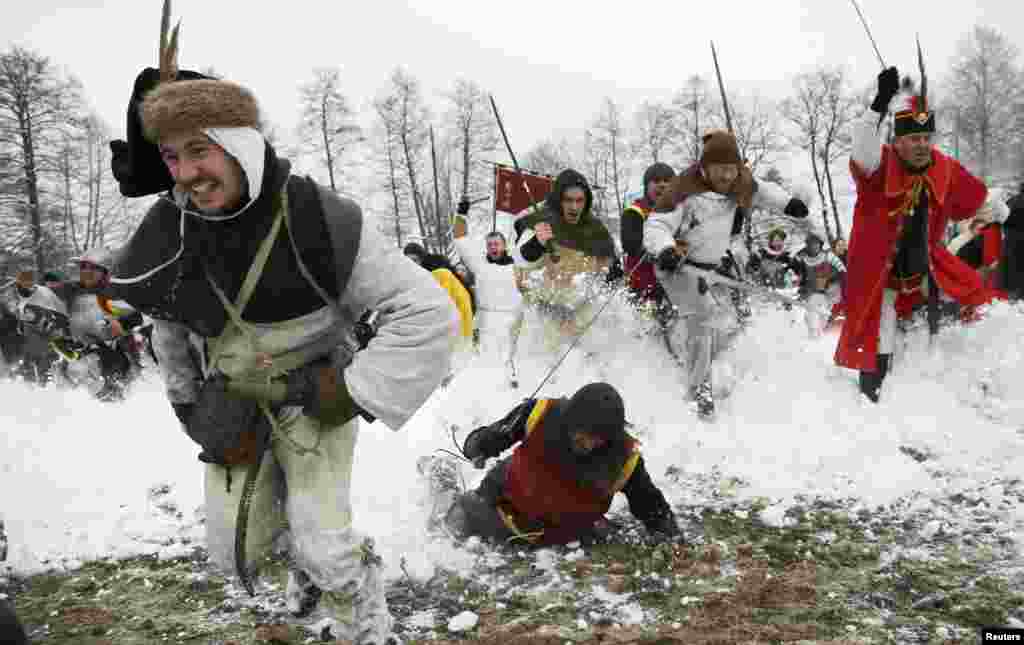 Locals re-enact the 1573 medieval battle of &quot;Seljacka Buna&quot; in Donja Stubica, Croatia, Feb. 7, 2015.
