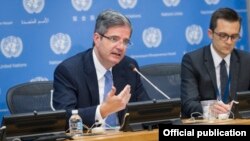 François Delattre (à gauche), président du Conseil de sécurité de l'Onu pour le mois d'octobre. 