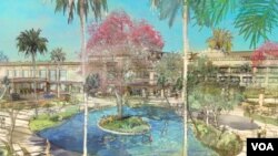 El dibujo ilustra parte de los jardines que darán un nuevo rostro al Hialeah Park.