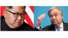 Fotomontagem Kim Jong Un à esquerda, António Guterres à direita