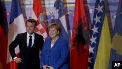 Predsednik Francuske Emanuel Makron i nemačka kancelarka Angela Merkel na sastanku u Berlinu, 29. april 2019.