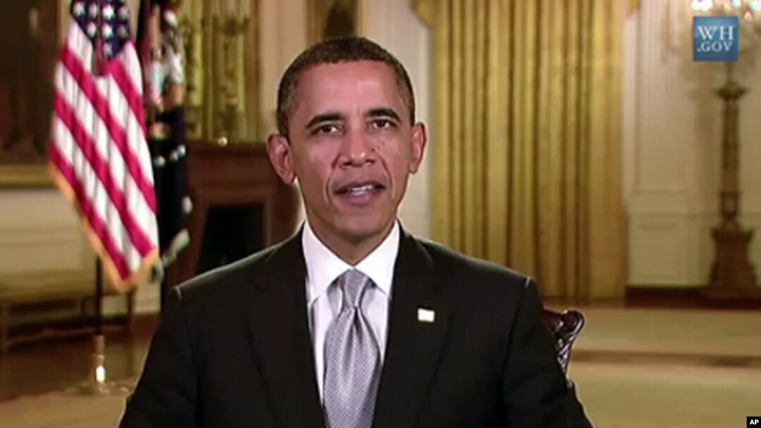 Presiden Amerika Barack Obama dalam pidato mingguannya dari Gedung Putih (Foto: dok).