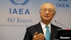 International Atomic Energy Agency Director General Yukiya Amano addresses a news conference after a board of governors meeting at the IAEA headquarters in Vienna, Austria, March 6, 2017.